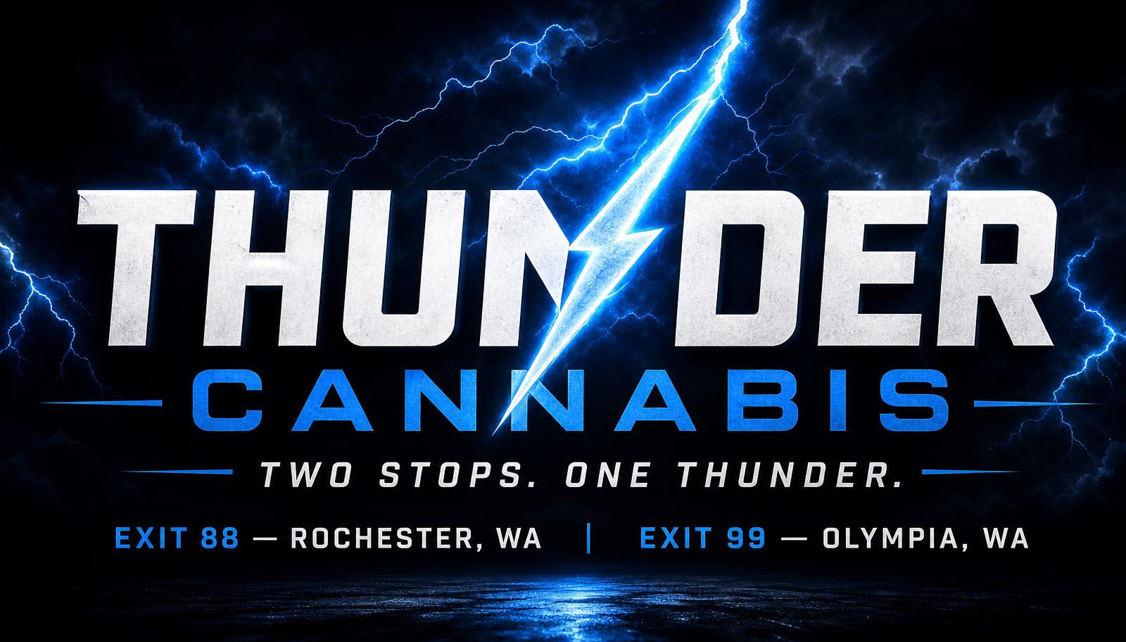 Thunder Cannabis storefront just off Interstate 5 near Olympia, Washington